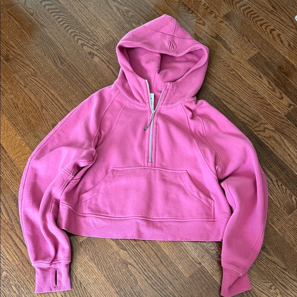 Lululemon Athletica Pink Half-Zip Scuba Crop Hoodie